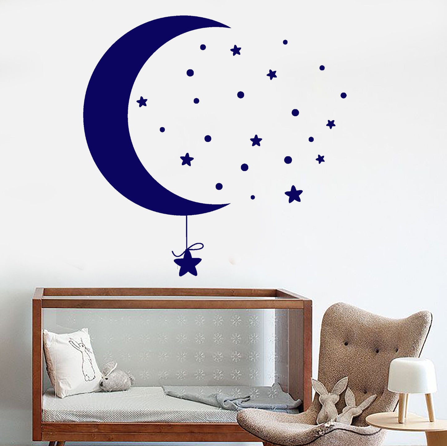 Autocollant mural en vinyle, étoiles et lune, décoration de chambre d'enfant (1229ig)