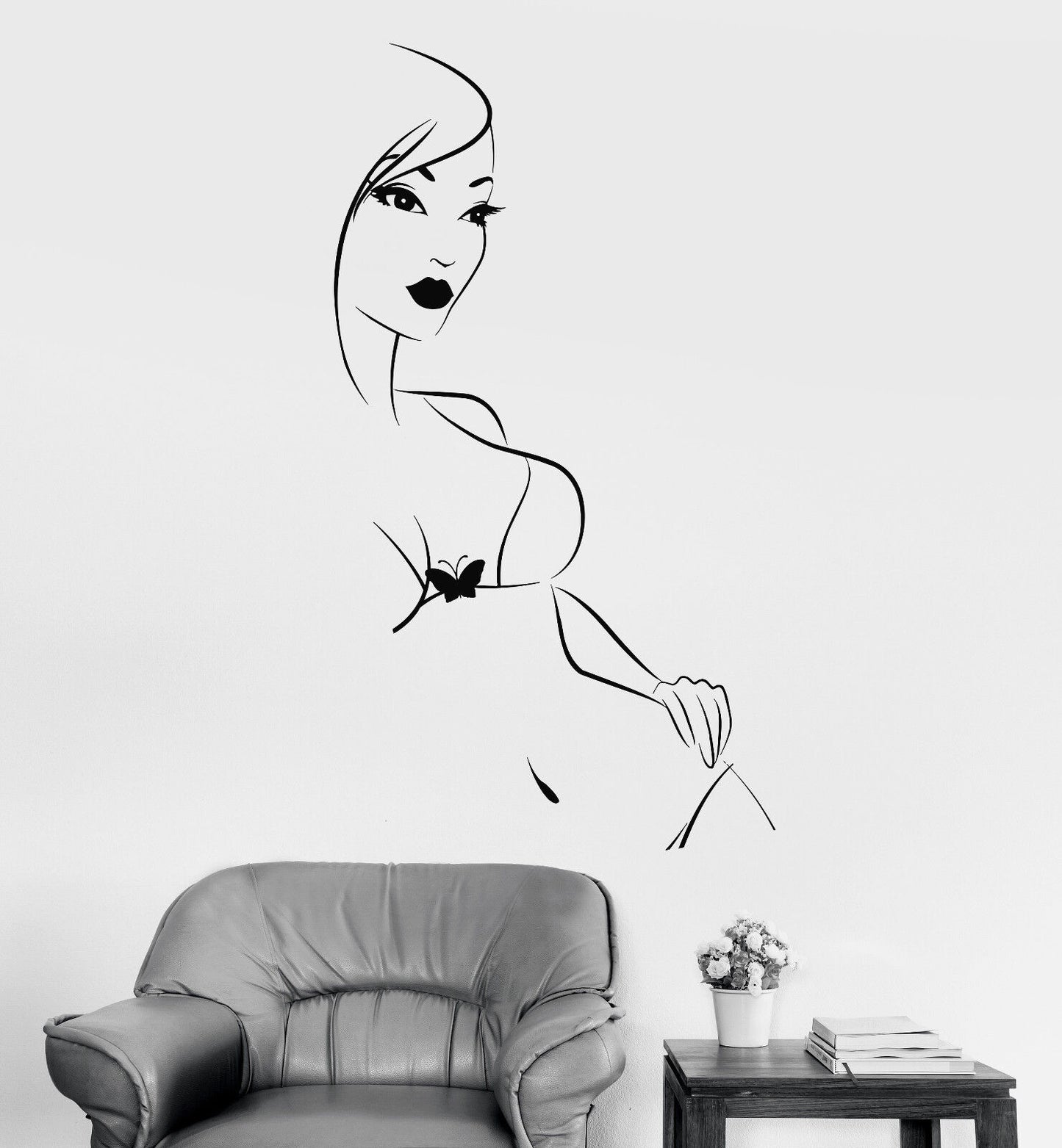 Vinyl Wall Decal Sexy Woman Hot Girl Underwear Eyes Lips Stickers (1233ig)