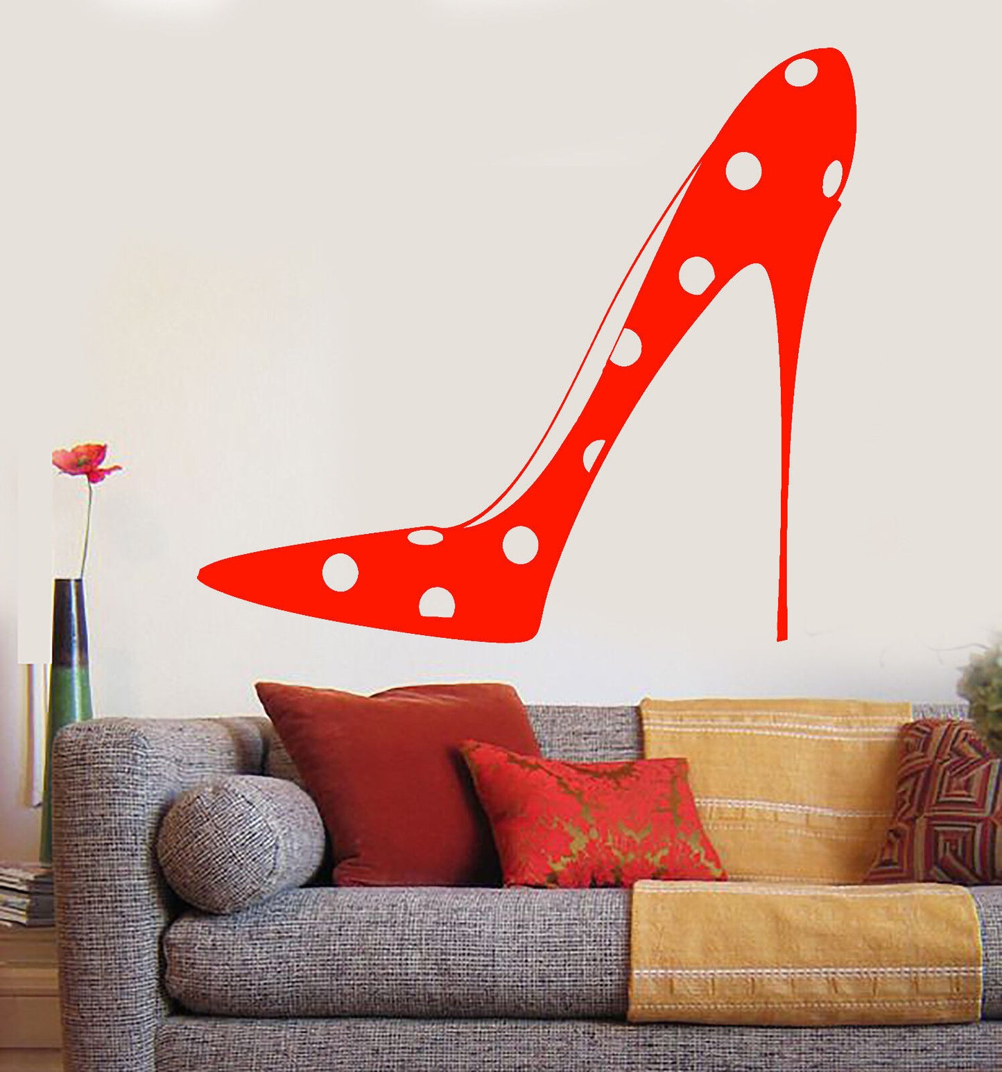 Vinyl Wall Decal Women's Dotted Shoe Fashion Store Stickers (1234ig)