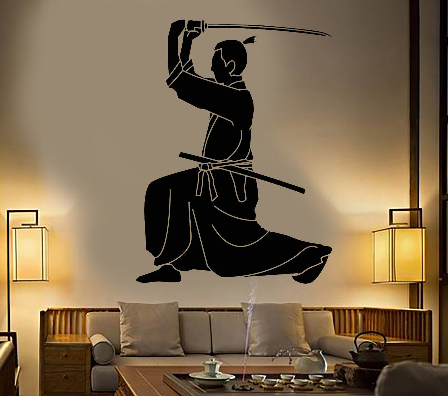 Vinyl Wall Decal Samurai Japanese Sword Katana Warrior Stickers (1259ig)