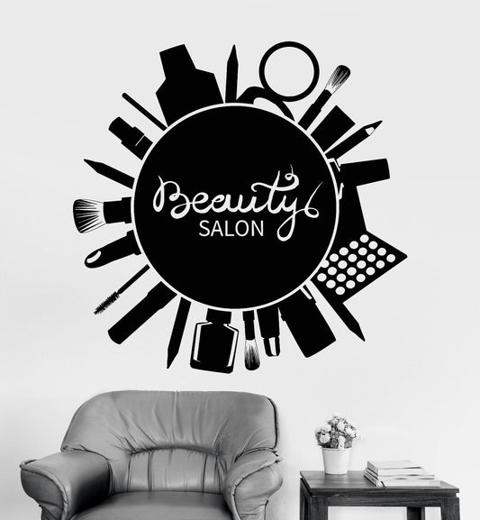 Autocollant mural en vinyle pour Salon de beauté, maquillage, cosmétiques (1290ig)
