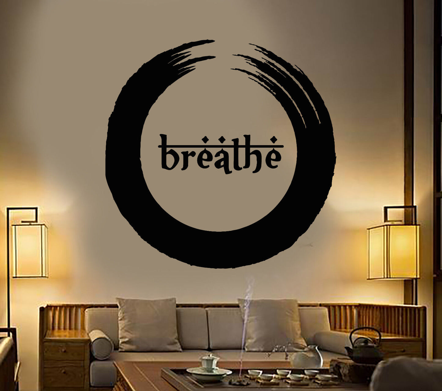 Autocollant mural en vinyle Enso Bouddhisme Breath Yoga Méditation Autocollants de santé (1295ig)