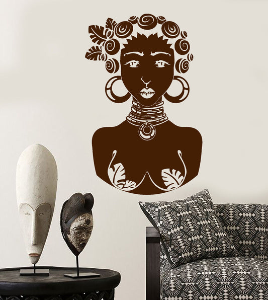 Vinyl Wall Decal African Native Beauty Girl Black Lady Aborigine Sticker 1306ig