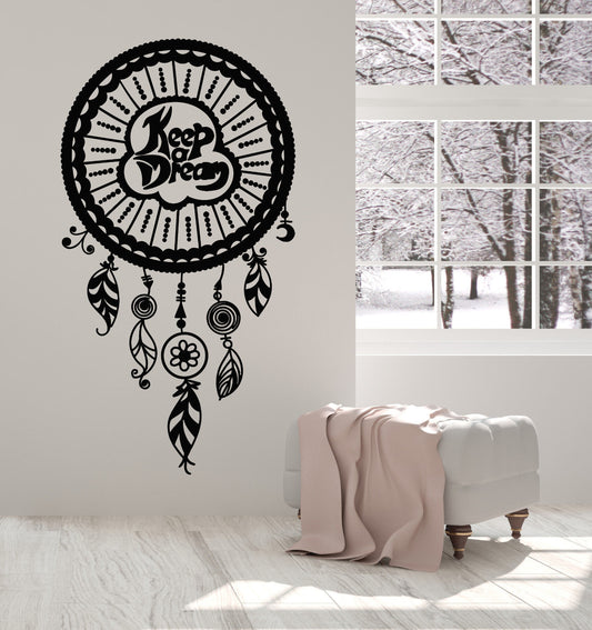 Vinyl Wall Decal Dreamcatcher Beautiful Feathers Dream Keep Stickers (1312ig)