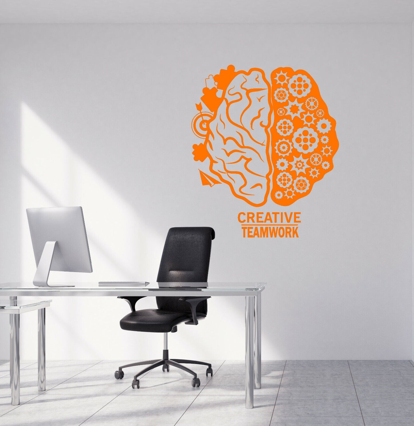 Vinyl Wall Decal Brain Teamwork Gear Creative Office Decor Stickers (1317ig)