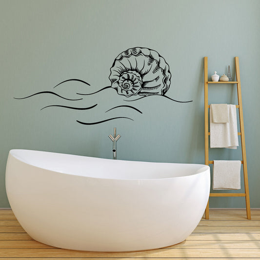 Vinyl Wall Decal Sea Spiral Shell Ocean Beach Marine Style Stickers (1324ig)