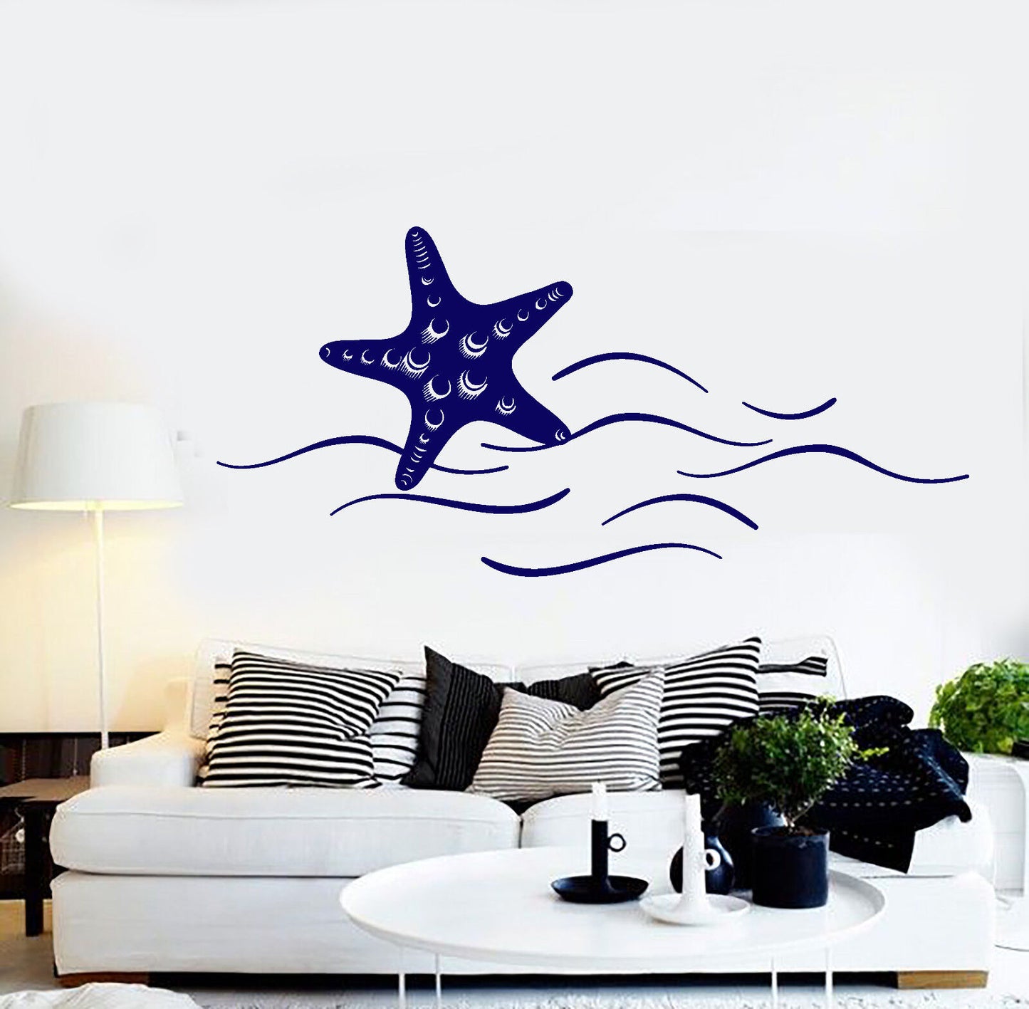 Vinyl Wall Decal Starfish Sea Ocean Beach Style Wave Stickers (1325ig)