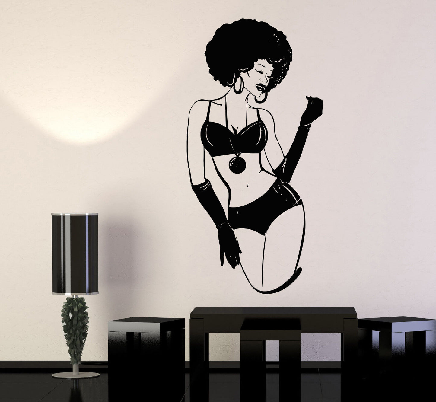 Wandtattoo Sexy Schwarze Dame Afrikanerin Afrofrisur Vinyl Aufkleber (1330ig)