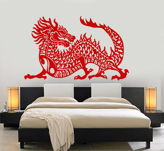 Autocollant mural en vinyle Yin Yan bouddhisme Dragon chinois, autocollants de Style asiatique (1350ig)