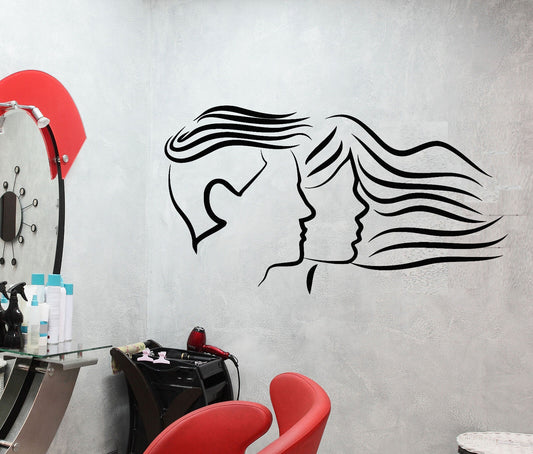 Vinyl Wall Decal Man Woman Beauty Hair Salon Barbershop Stickers (1353ig)