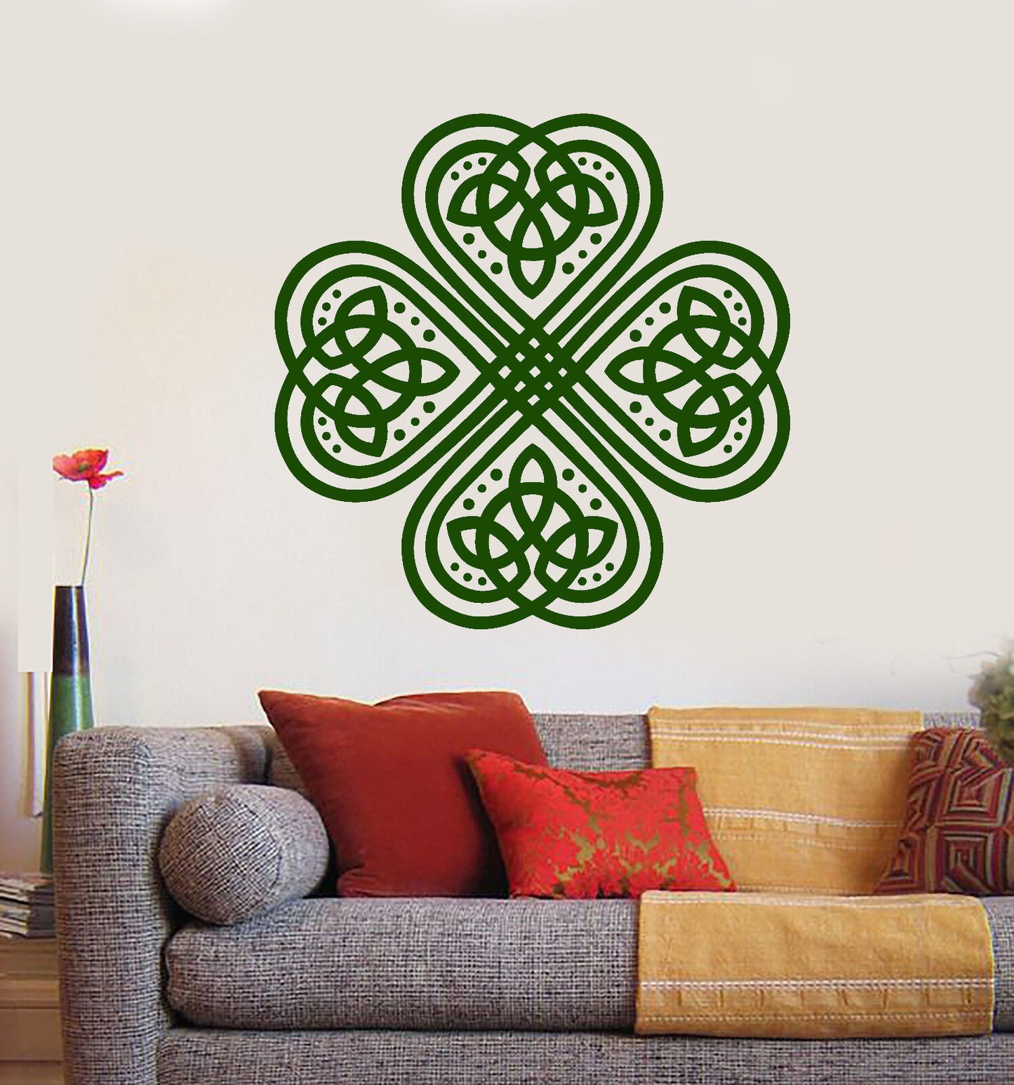 Vinyl Wall Decal Clover Trefoil Celtic Irish Symbol Ornament Stickers (1366ig)