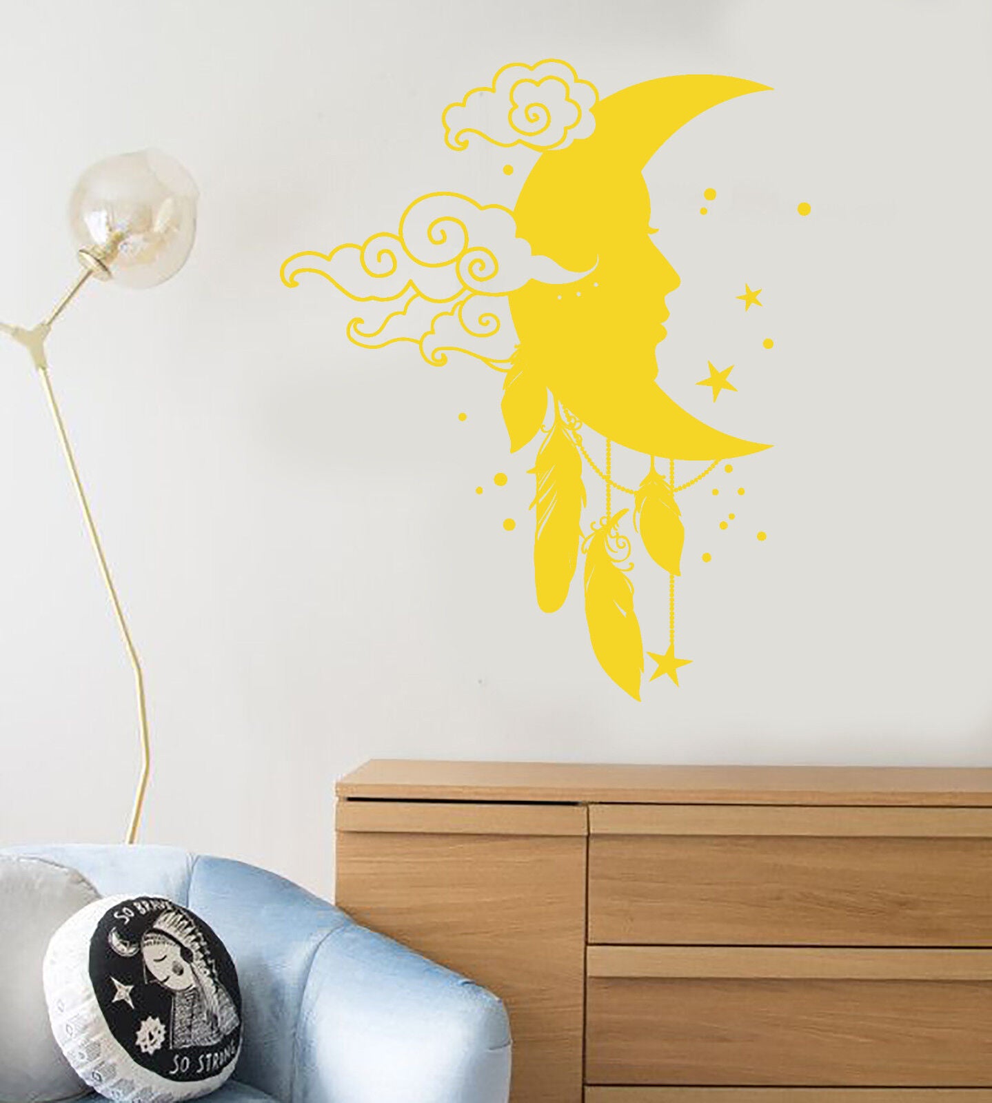 Vinyl Wall Decal Moon Star Dreamcatcher Feathers Nursery Decor Stickers (1367ig)