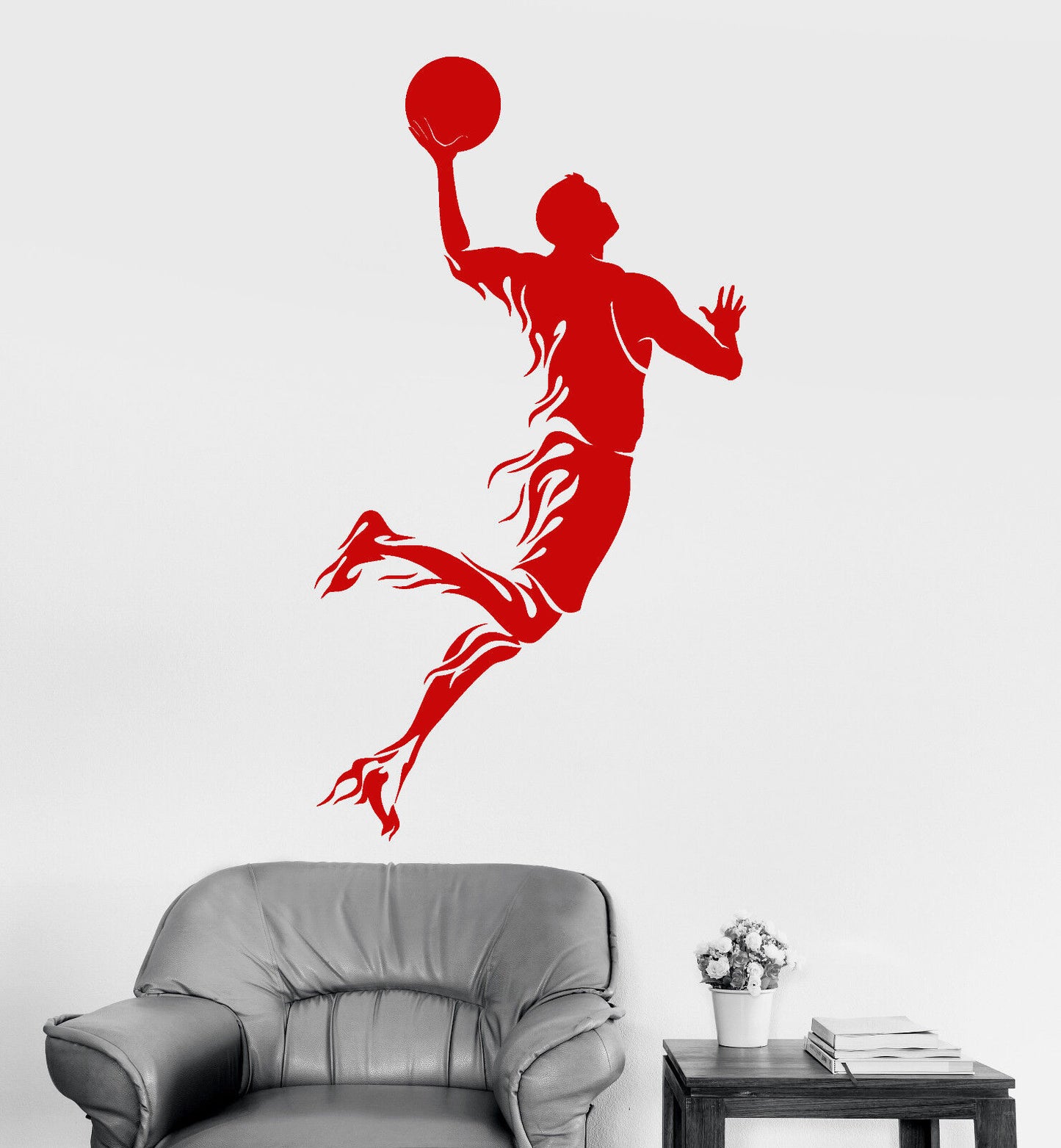 Wandaufkleber, Vinyl, Basketballspieler, wirft Ball, Sport, Kunstdekor, (1390ig)