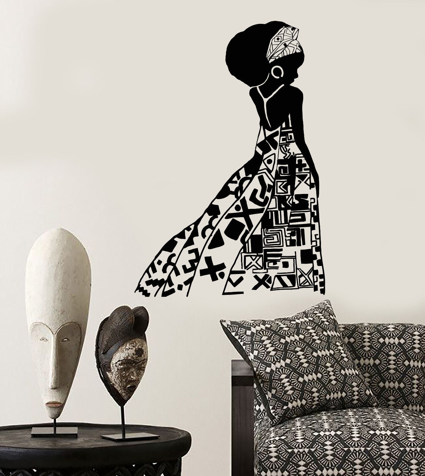 Vinyl Wall Decal African Girl Black Woman Native Ethnic Style Stickers (1422ig)