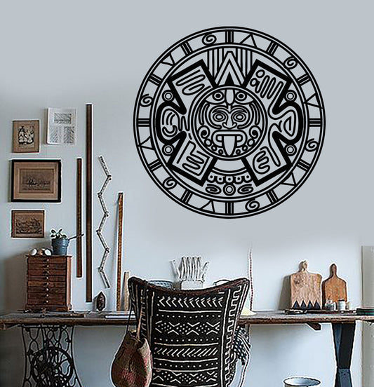 Vinyl Wall Decal Aztec Mayan Ancient Calendar Amulet Stickers (1448ig)