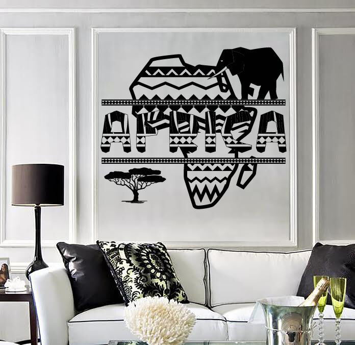 Vinyl Decal Wall Sticker African Image in Ethnic Style Geometric Ornament (n782)