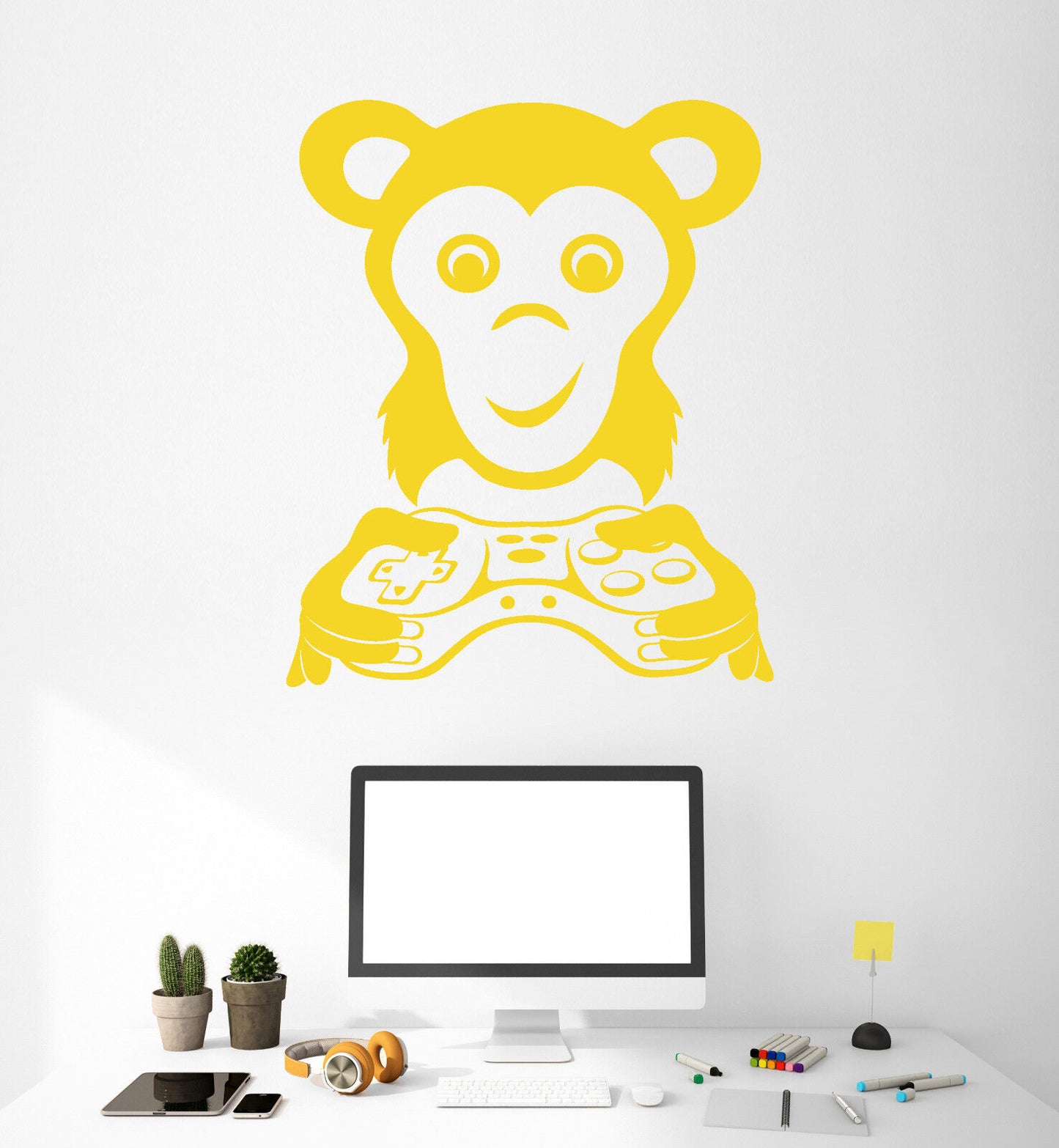 Vinyl Wall Decal Video Game Gamer Monkey Animal Joystick Stickers (1484ig)