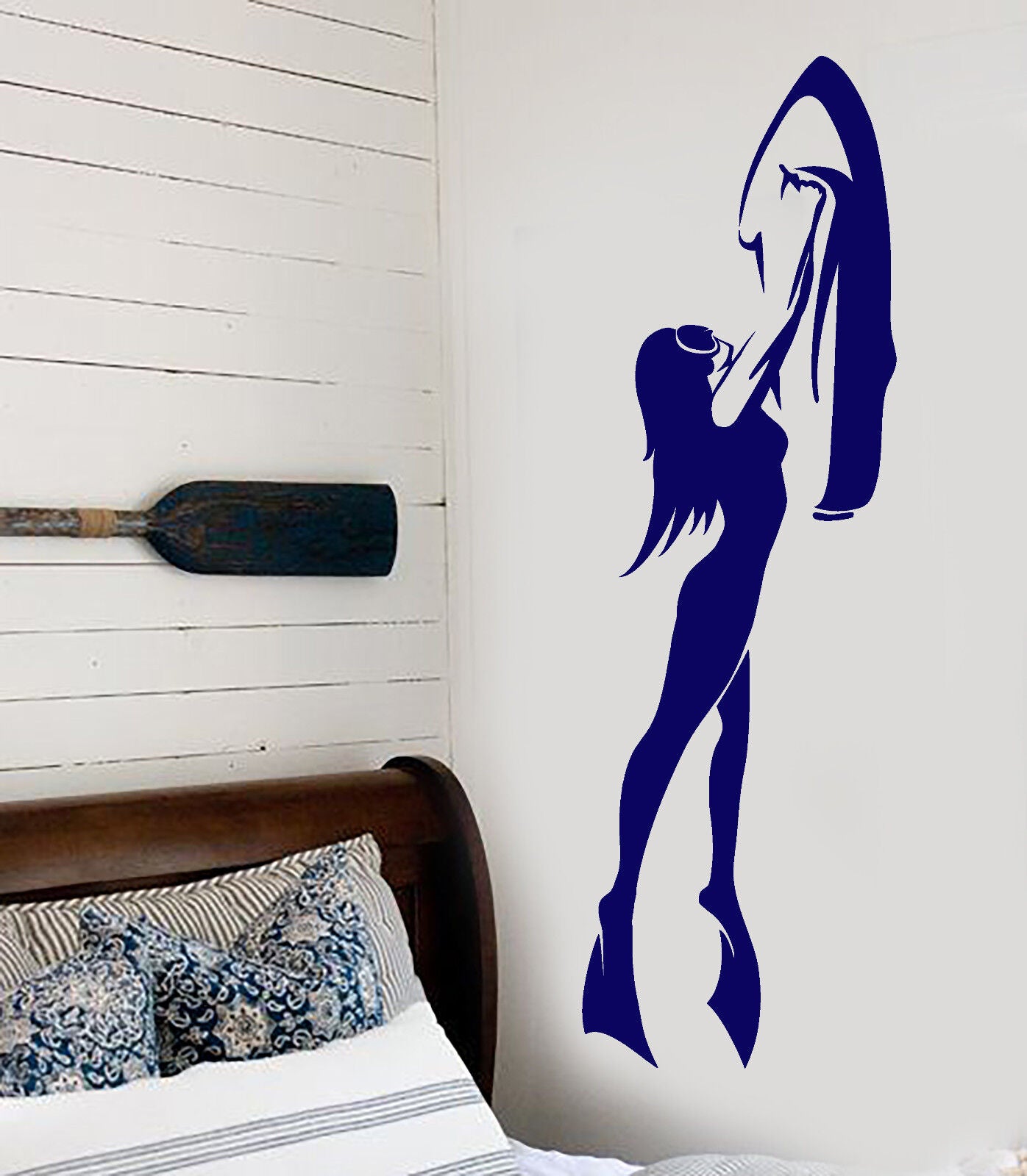 Vinyl Wall Decal Girl In Swimsuit Diving Underwater Scooter Stickers (1491ig)