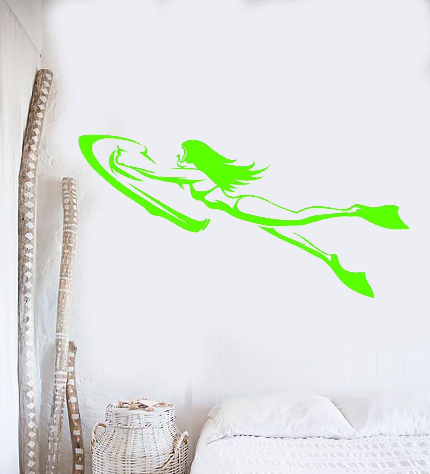 Vinyl Wall Decal Underwater Scooter Diving Girl In Swimsuit Stickers (1492ig)