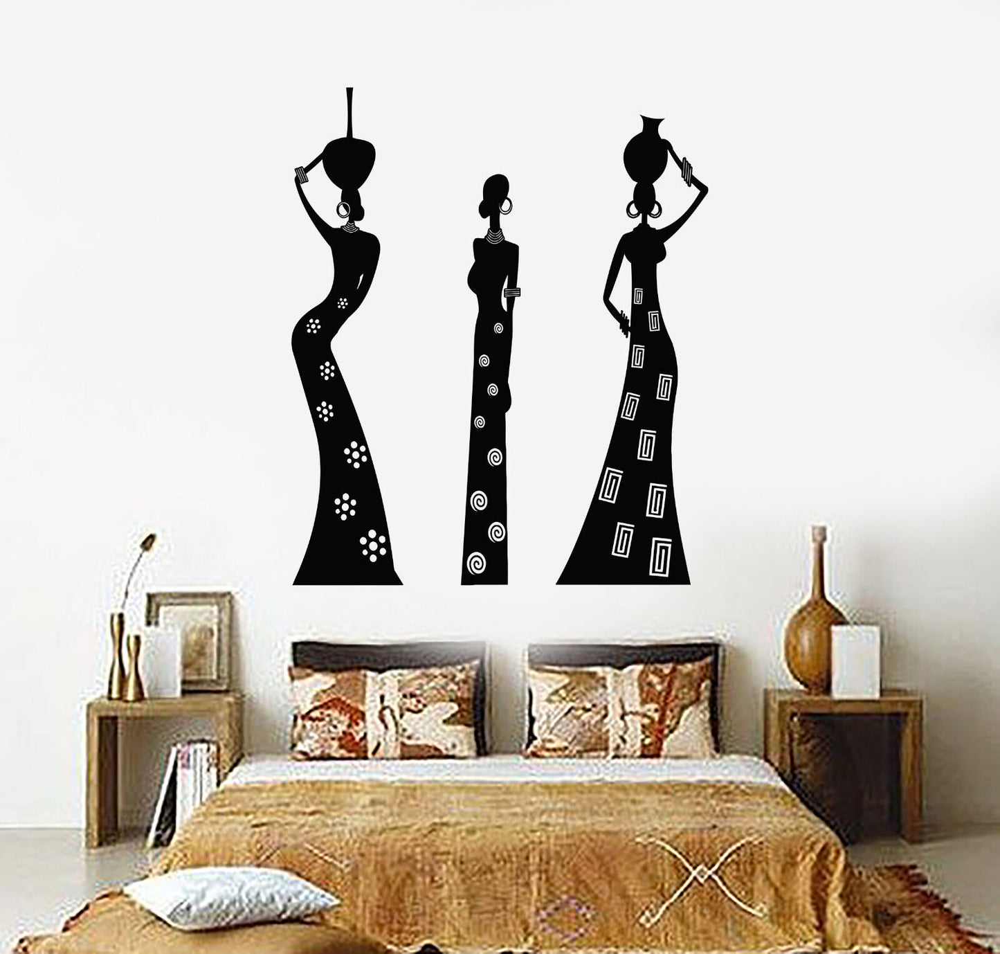 Autocollant mural en vinyle pour femmes africaines et filles noires autochtones, autocollants de style ethnique (1495ig)