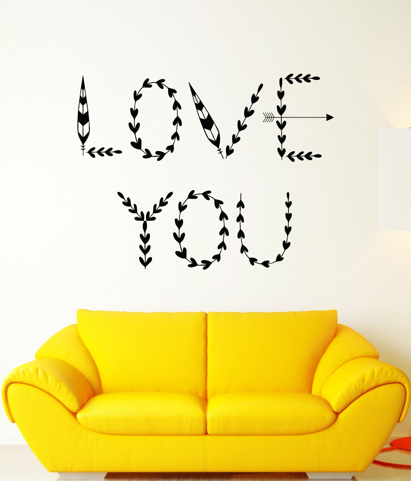 Vinyl Wall Decal Words Love Romance Hearts Arrow Bedroom Design Stickers 1496ig