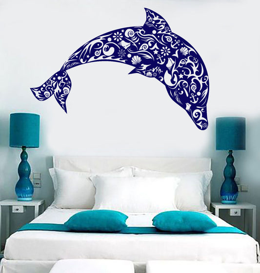 Vinyl Wall Decal Dolphin Seashells Sea Ocean Style Anchor Stickers (1500ig)