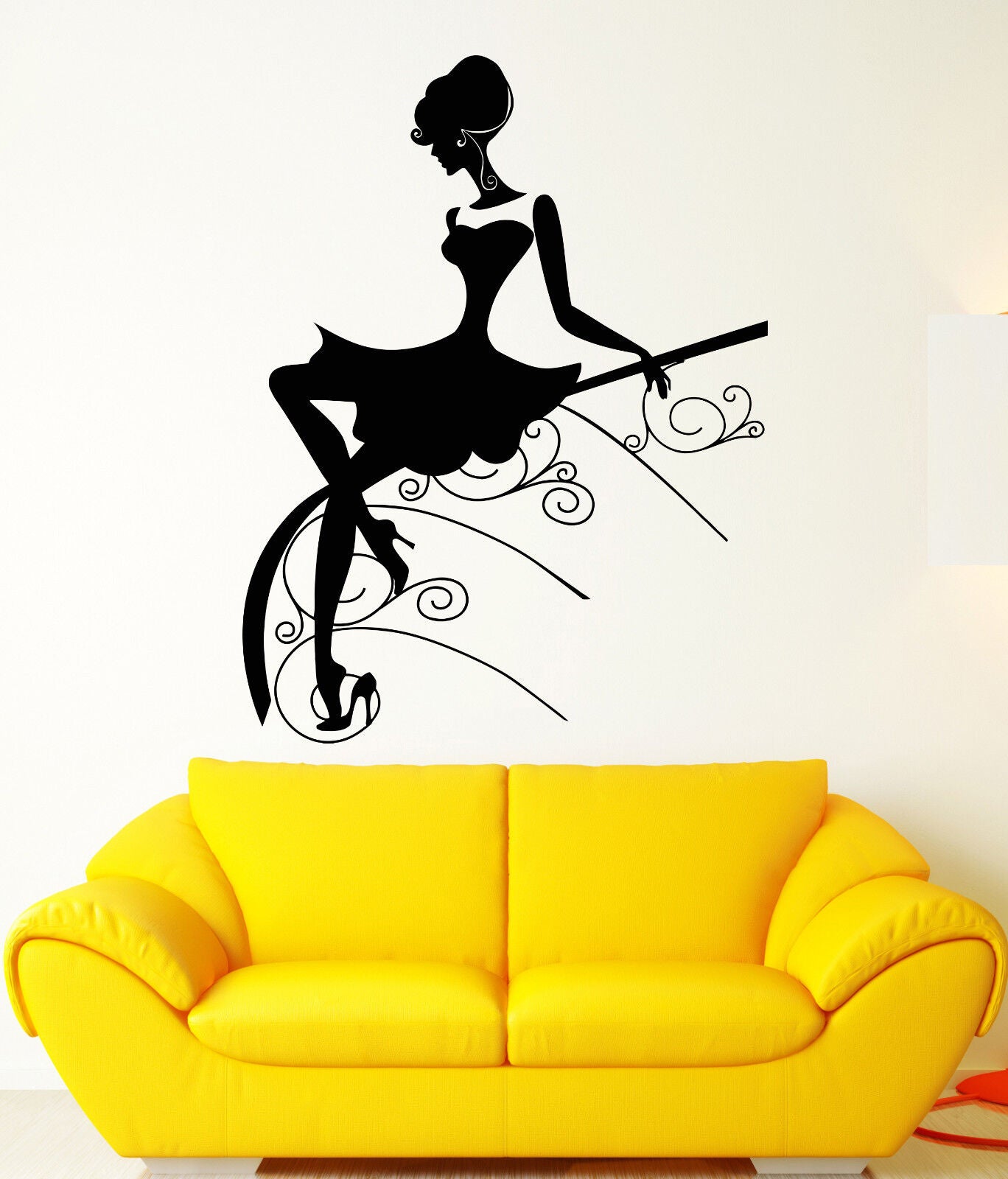 Vinyl Wall Decal Beautiful Girl Lady In Dress Hairstyle Fashion Stickers 1529ig