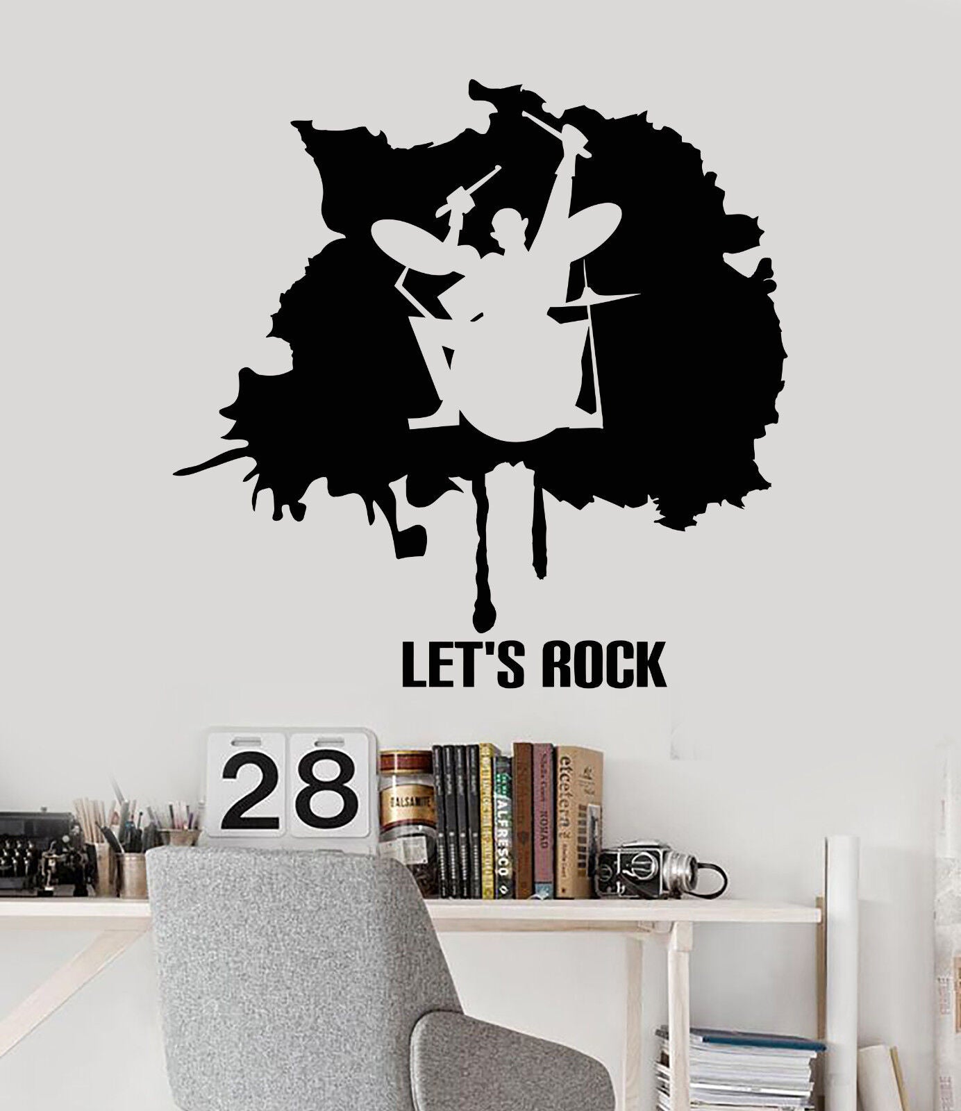 Vinyl Wall Decal Drummer Blot Musician Rocker Drums Star Stickers (1530ig)