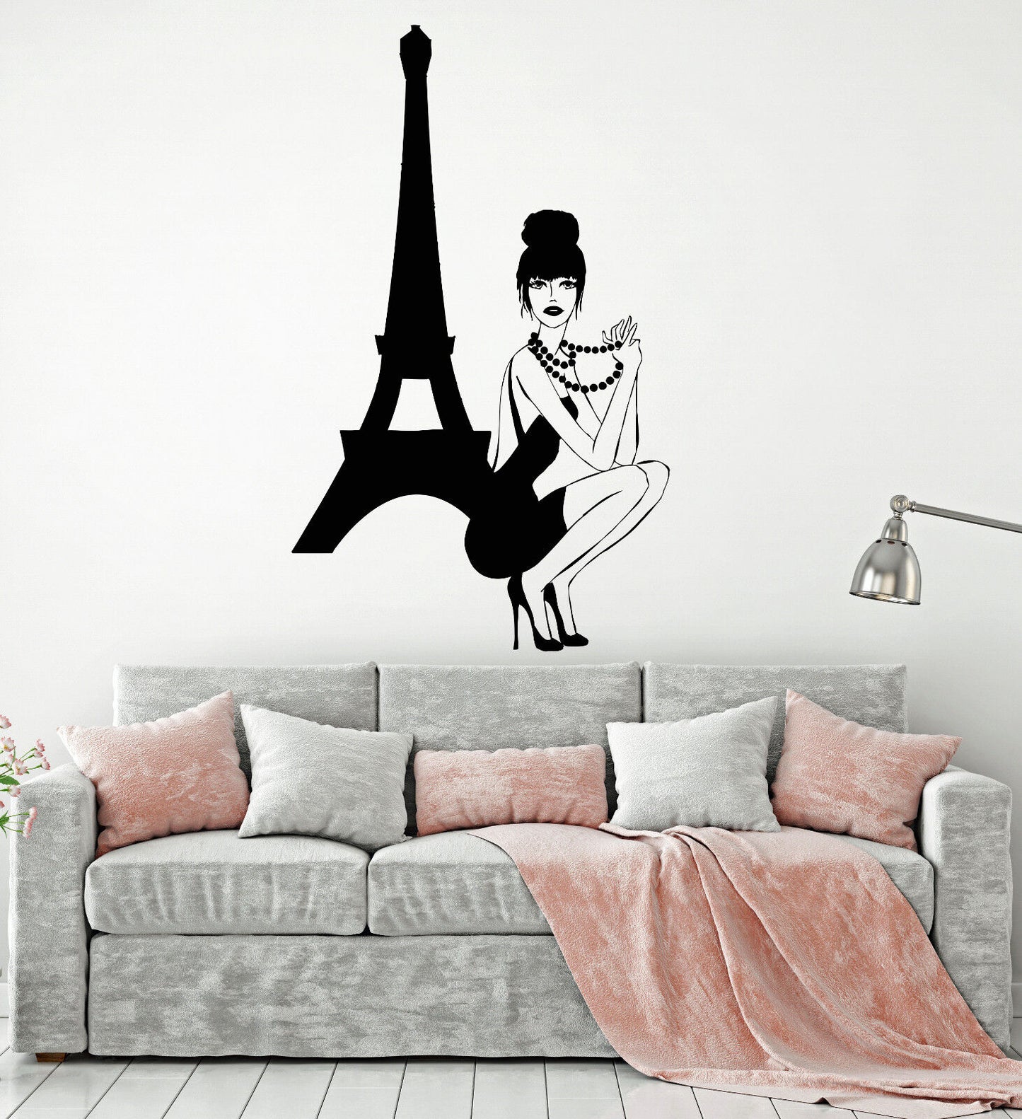 Vinyl Wall Decal Paris Girl In Dress France Romance Fashion Stickers (1565ig)