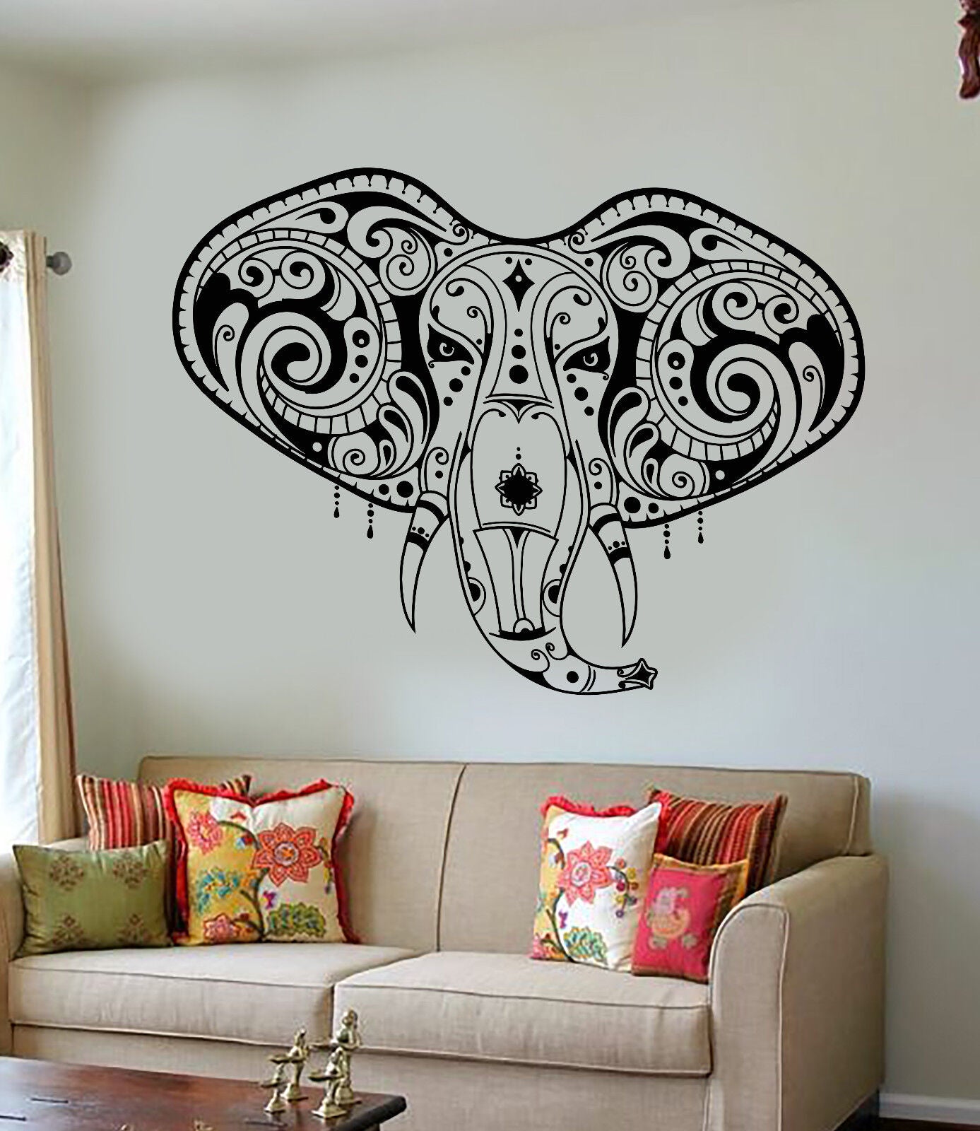 Vinyl Wall Decal Elephant Head India Hindu Buddhism Stickers (1571ig)