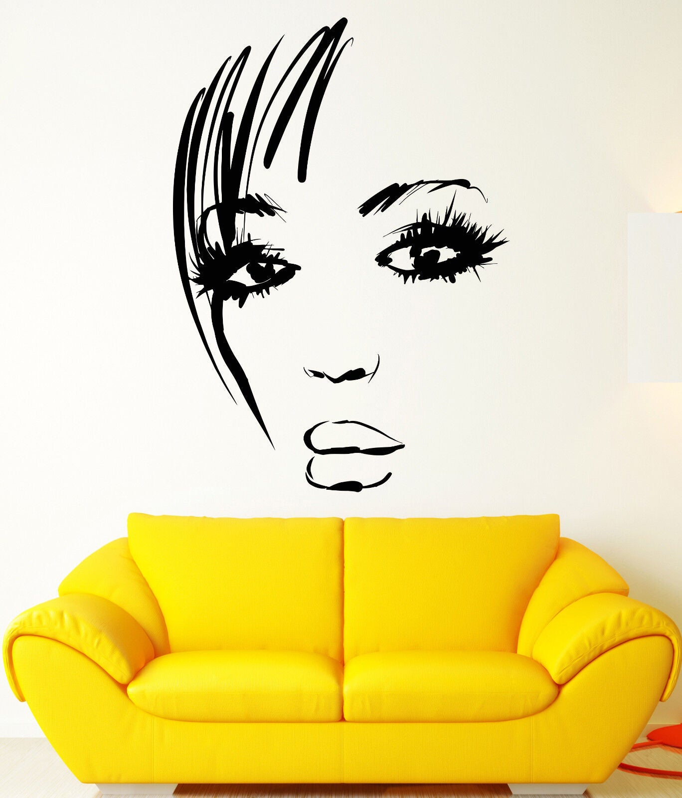 Vinyl Wall Decal Beautiful Woman Face Sexy Eyes Lips Hairstyle Stickers (1576ig)