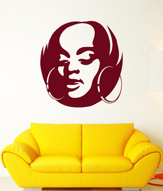 Vinyl Wall Decal Black Lady Head African Girl Hairstyle Stickers (1601ig)