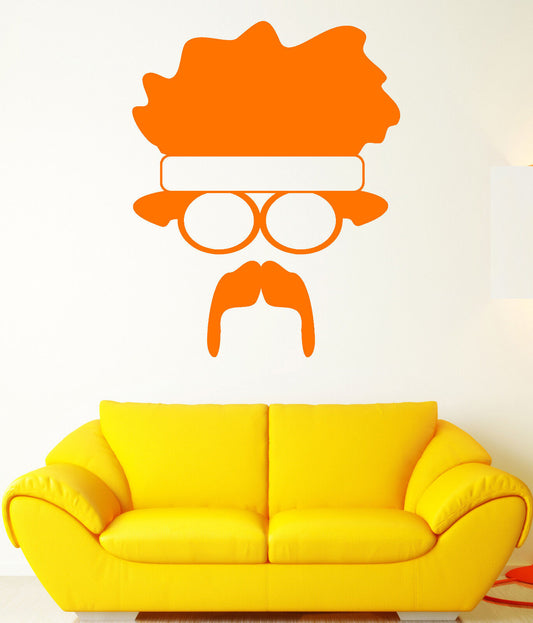 Vinyl Wall Decal Hippie Man Mustache Afro Hairstyle Retro Style Stickers 1602ig