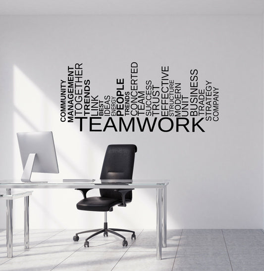 Vinyl Wall Decal Teamwork Words Business Office Decor Stickers (1609ig)