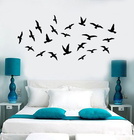 Vinyl Wall Decal Flock of Birds Animals Gothic Style Stickers (1615ig)