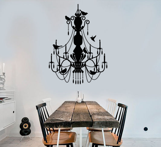 Vinyl Wall Decal Vintage Chandelier Birds Light Room Decoration Stickers 1621ig