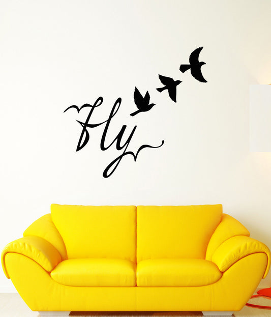 Vinyl Wall Decal Fly Word Bird Freedom Room Decoration Stickers (1627ig)