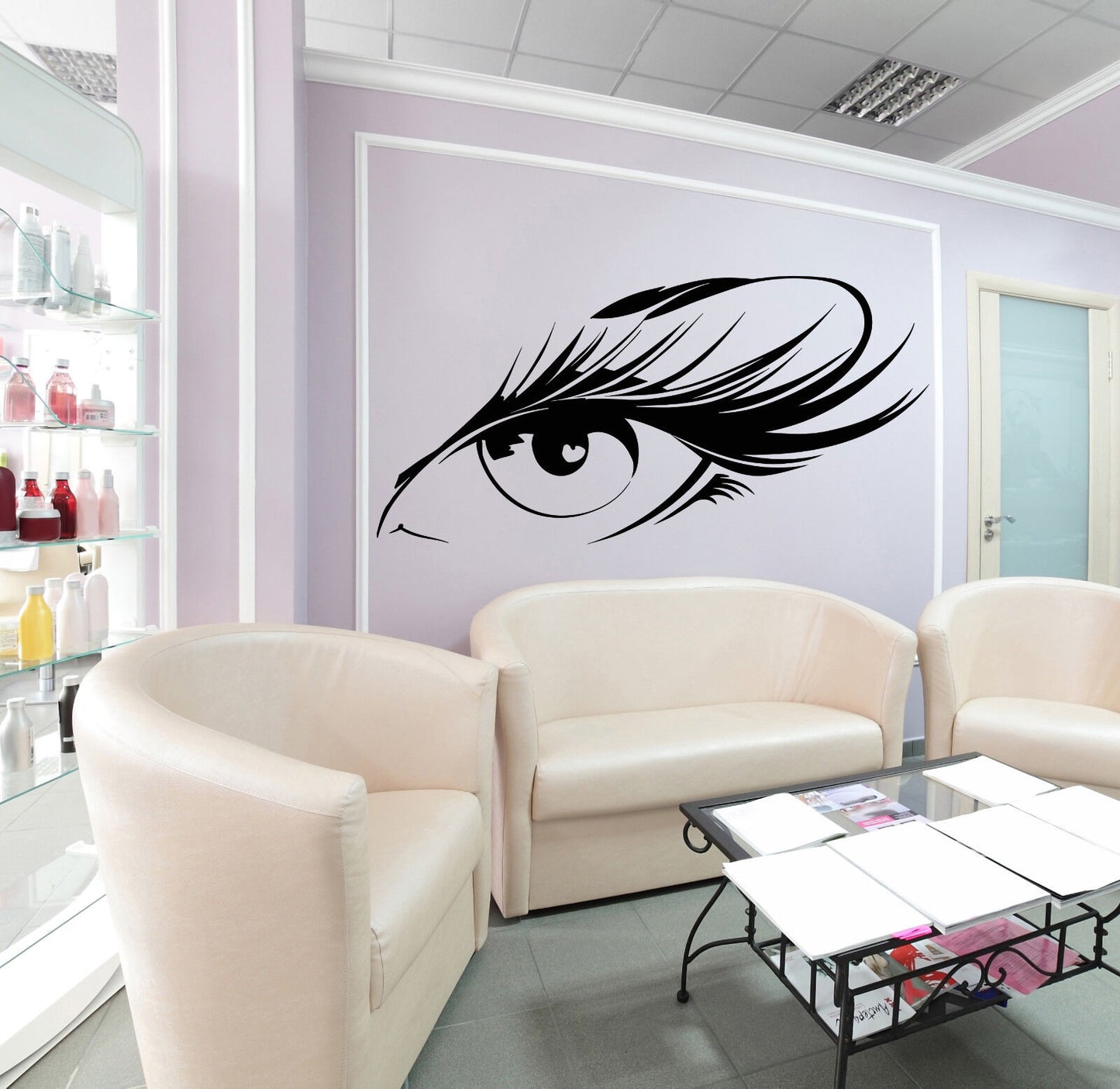 Vinyl Wall Decal Beautiful Eyelash Eye Girl Makeup Beauty Salon Stickers 1633ig