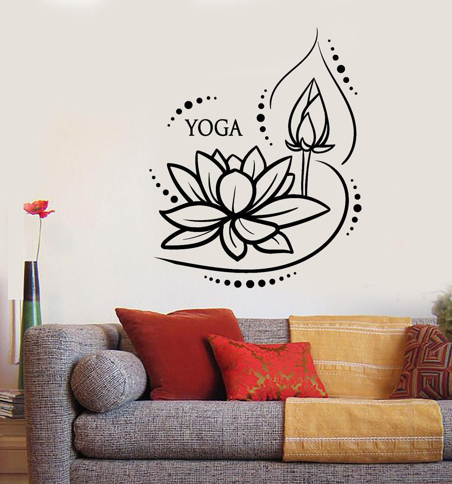 Autocollant mural en vinyle fleur de Lotus Yoga méditation bouddhisme autocollants (1639ig)