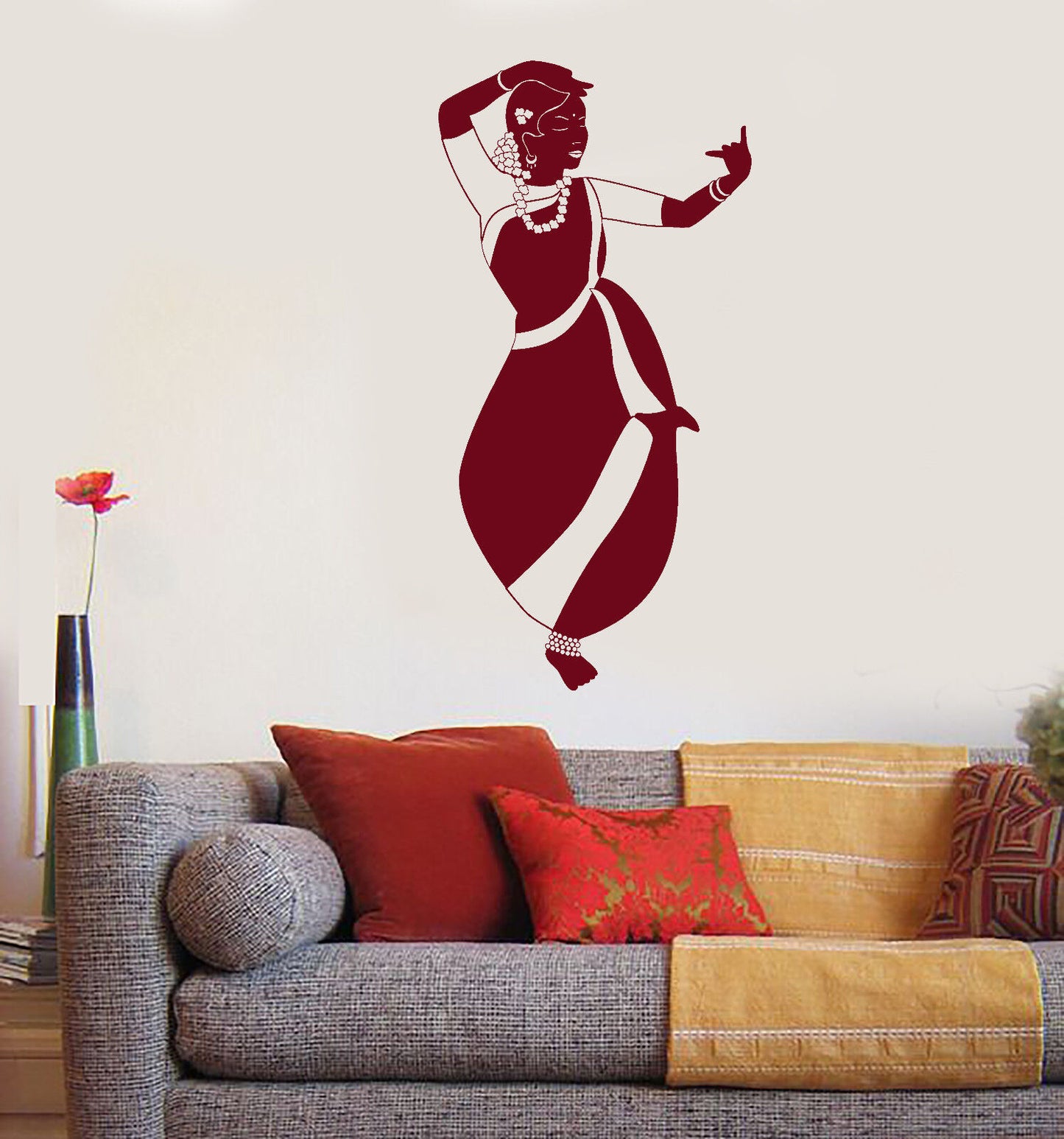 Vinyl Wall Decal India Dance Hindu Woman Dancer Bayadere Stickers (1644ig)