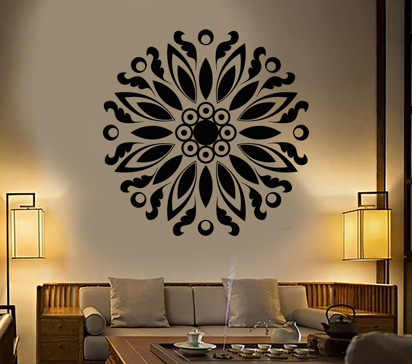 Vinyl Wall Decal Mandala Buddhism Lotus Flower Yoga Stickers (1645ig)