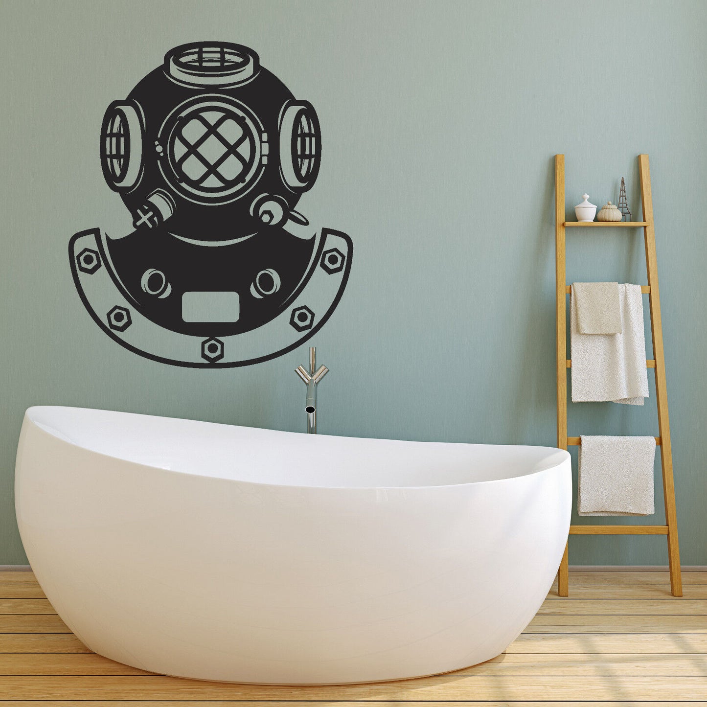 Vinyl Wall Decal Retro Underwater Diving Helmet Sea Style Stickers (1650ig)