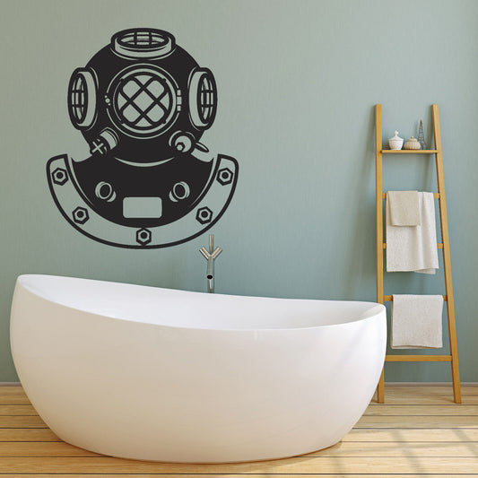 Vinyl Wall Decal Retro Underwater Diving Helmet Sea Style Stickers (1650ig)