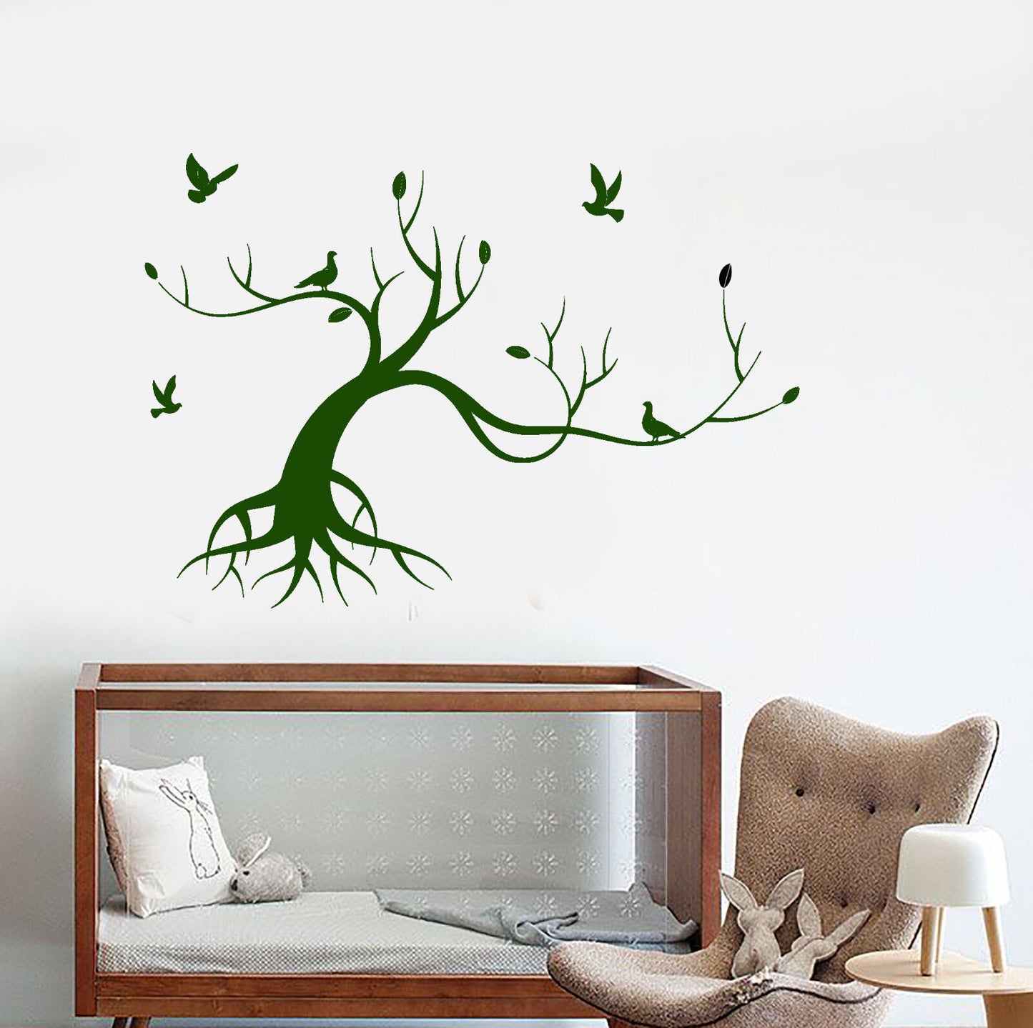 Autocollant mural en vinyle, arbre magique, oiseau, Style Nature, autocollants pour chambre d'enfant (1661ig)