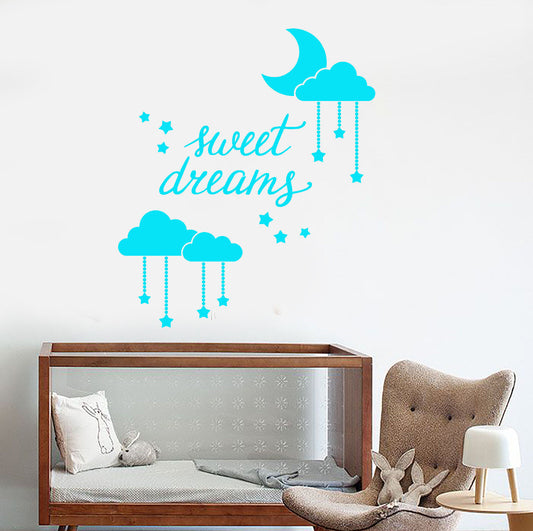 Vinyl Wall Decal Sweet Dream Words Moon Stars Decor For Nursery Stickers 1678ig