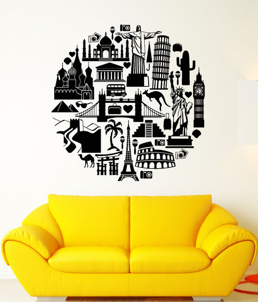 Vinyl Wall Decal Travel Tourism Tourist Sights World Stickers (1692ig)