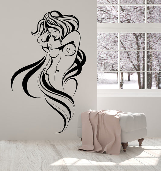 Vinyl Wall Decal Sexy Hot Naked Woman Breast Beautiful Body Stickers (1710ig)