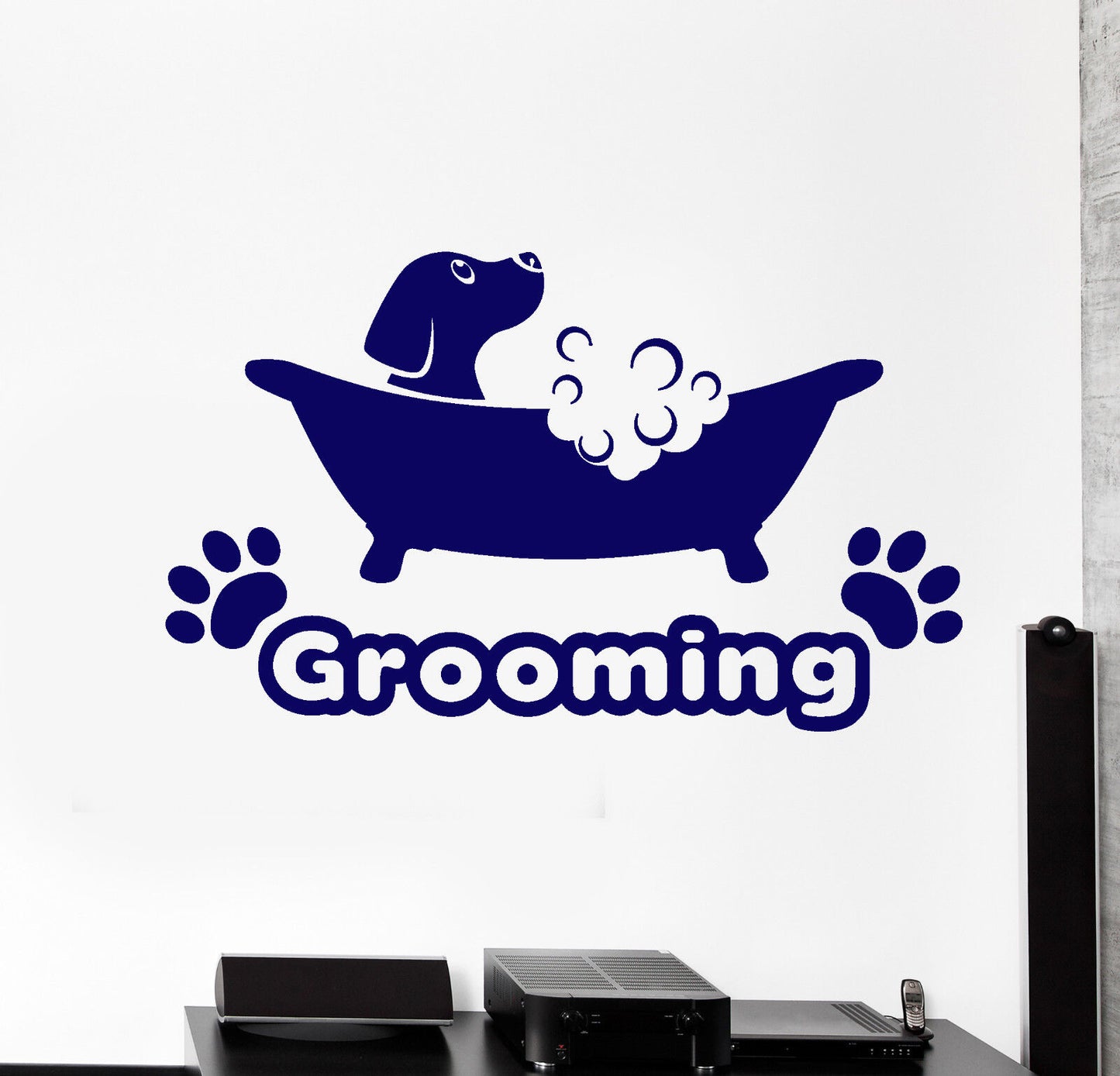 Vinyl Wall Decal Pets Beauty Salon Grooming Dog Puppy Bath Stickers (1746ig)