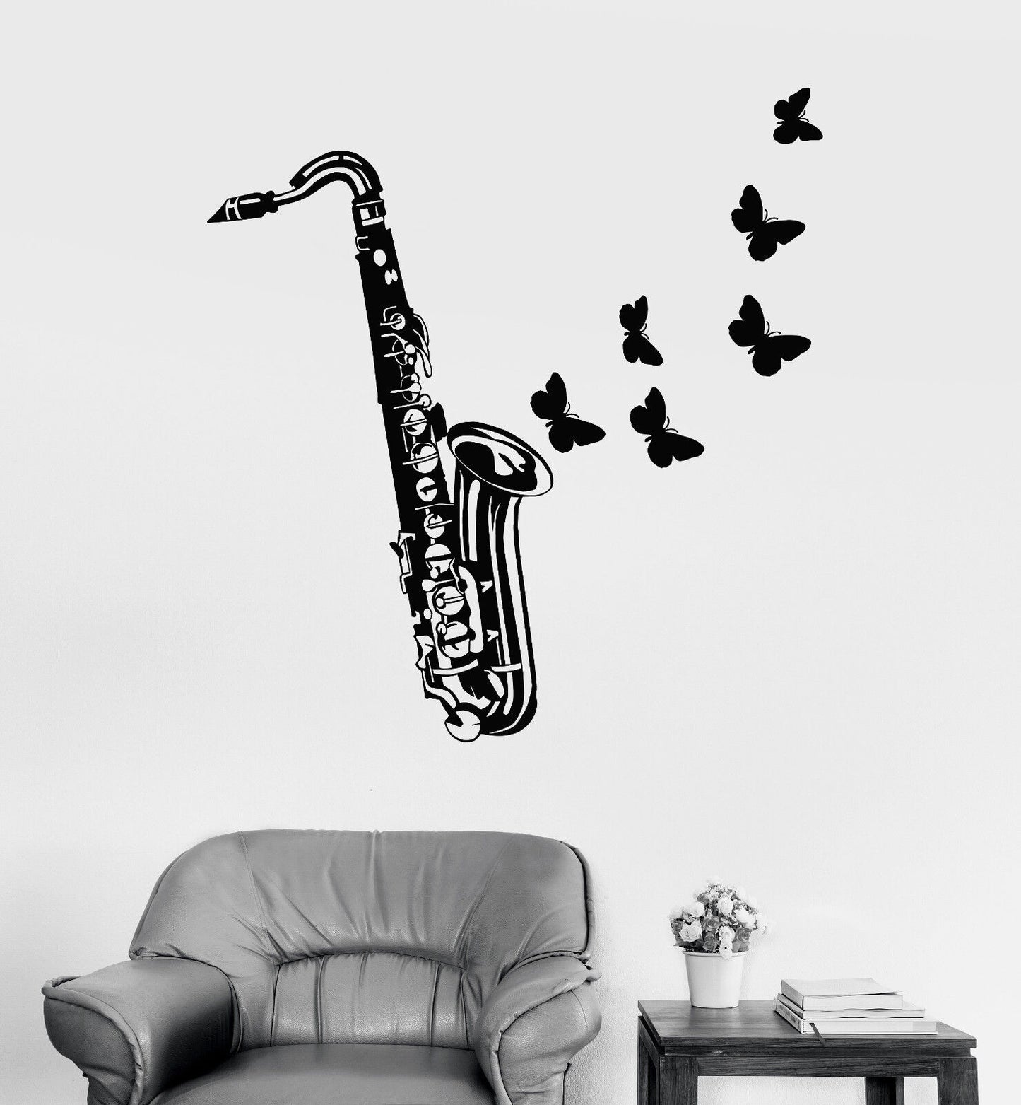 Autocollant mural en vinyle pour magasin d'instruments de musique Jazz Saxophone (1747ig)