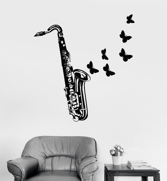 Vinyl Wall Decal Saxophone Jazz Musical Instrument Store Stickers (1747ig)